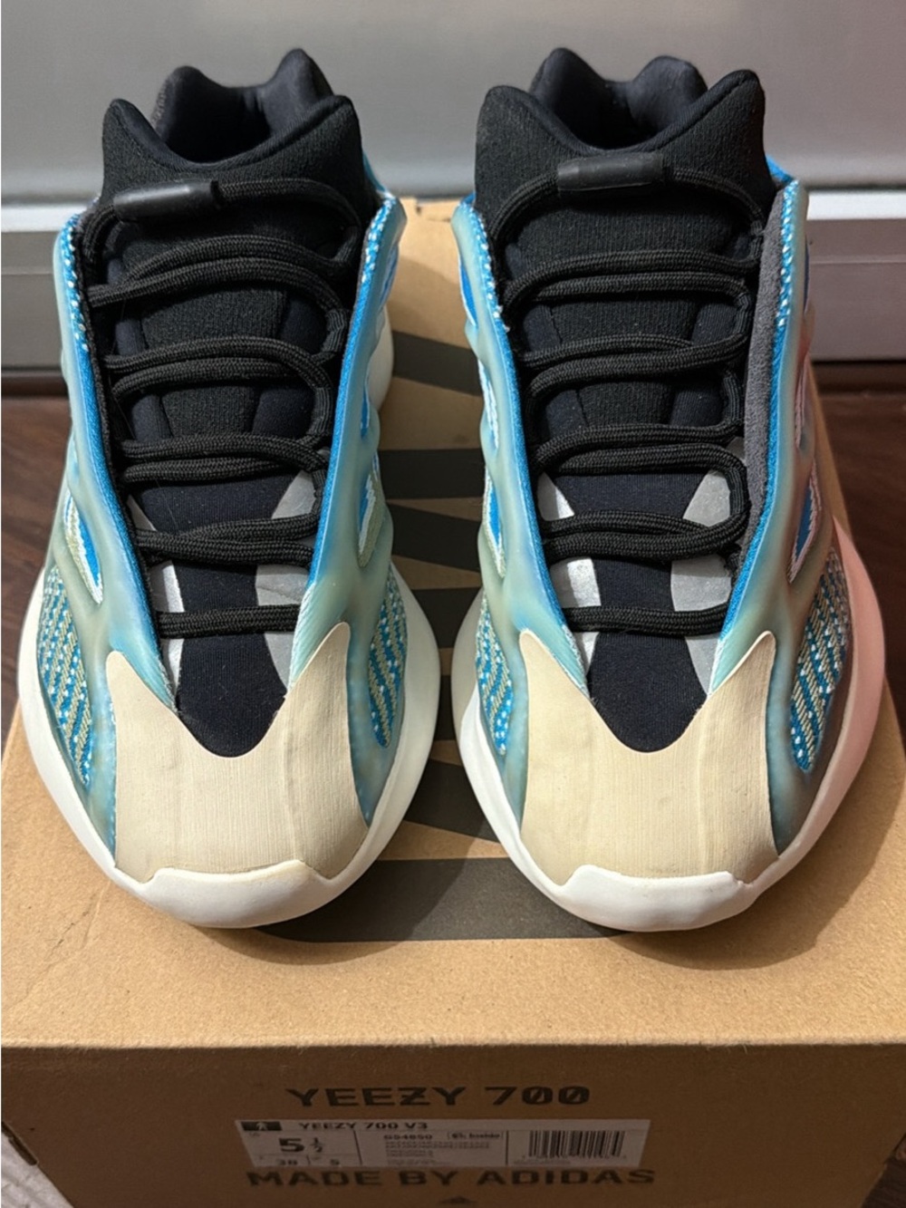 adidas Kids Yeezy 700 Sneakers in Blue, Beige & Black